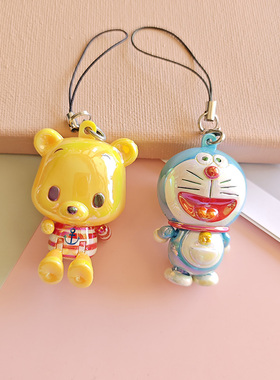维小熊哆啦A梦卡通挂件挂饰挂绳闪光电镀240920