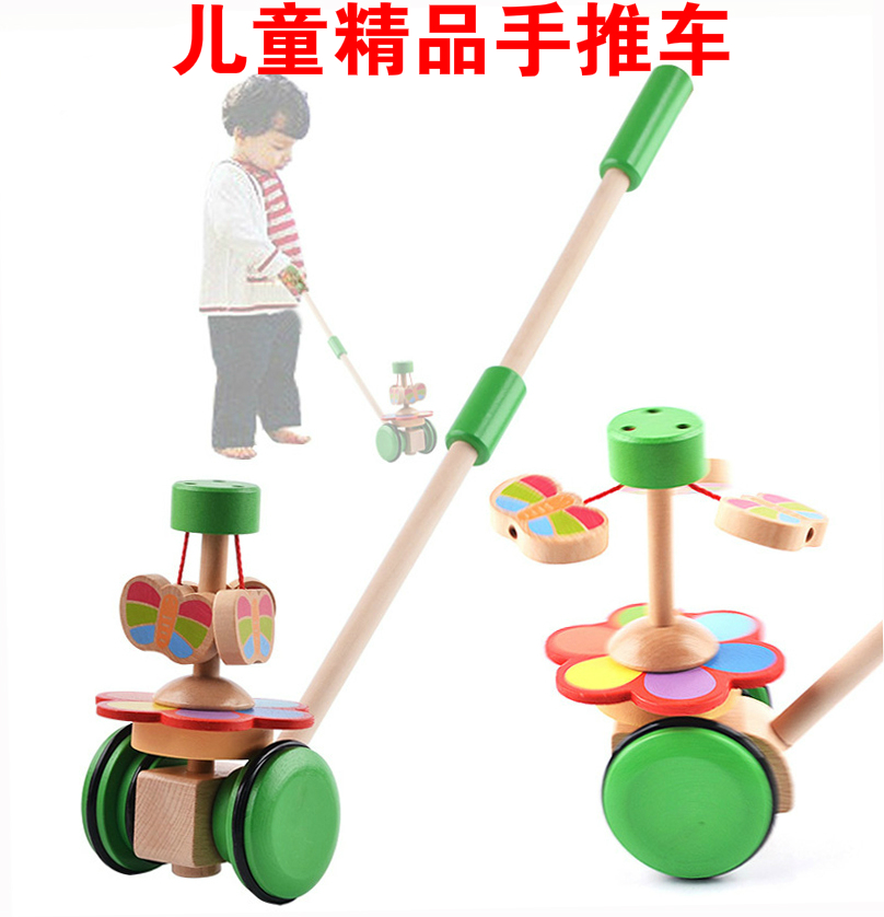 宝宝0-1-2岁卡通幼儿学步车动物手推车学行玩具 儿童木质推推乐