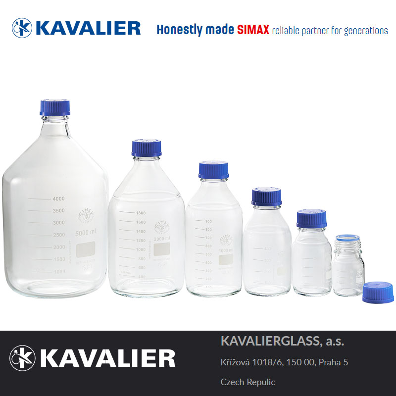SIMAX螺口试剂瓶50-5000mL进口蓝盖瓶 Kavalier棕色试剂瓶250避光