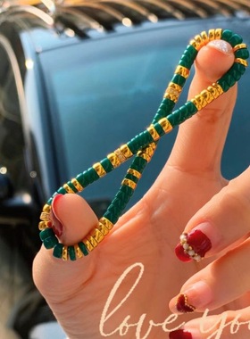 新款直切绿松石药片地狱手串男女金配饰老型手链隔片文玩同款单圈