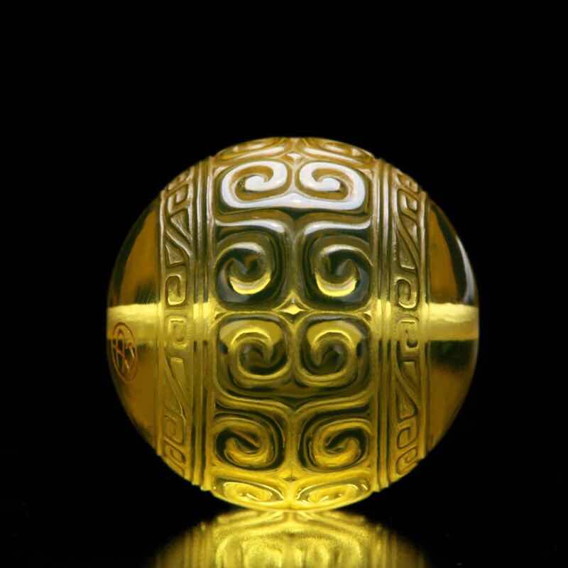 精品苏工石虫雕刻蓝珀回纹珠金珀散珠 161820mm多宝手串文玩配珠