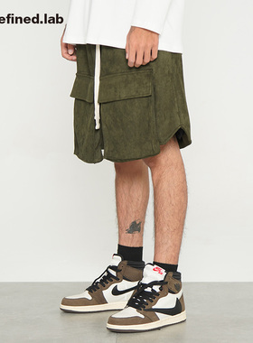 undefined出品arnodefrance风格立体口袋麂皮绒运动休闲短裤男