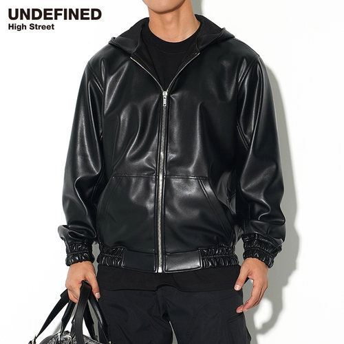 undefined潮牌皮连帽外套