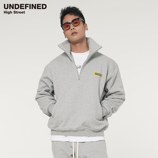 UNDEFINED STREET潮牌重磅500G拉毛开门襟高领拉链廓形卫衣 HIGH