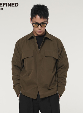 UNDEFINED美潮基础款方领平下摆廓形抗皱潮牌纯色长袖衬衫