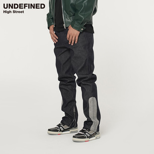 正反拼接拉链开叉vibe风牛仔长裤 STREET原牛风格 HIGH UNDEFINED