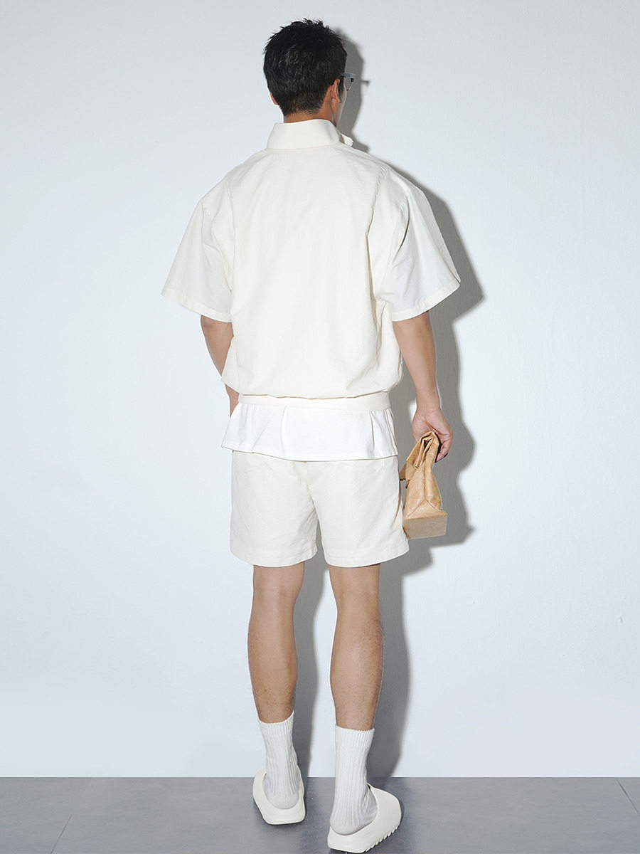 UNDEFINED HIGH STREET 얇은 루즈한 더블 레이어 속건 스포츠 슈트 하이넥 가디건 탑