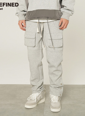 Undefined美式秋冬加厚抓绒口袋装饰针织排扣vibe风宽松潮牌卫裤
