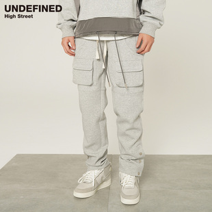 Undefined美式秋冬加厚抓绒口袋装饰针织排扣vibe风宽松潮牌卫裤