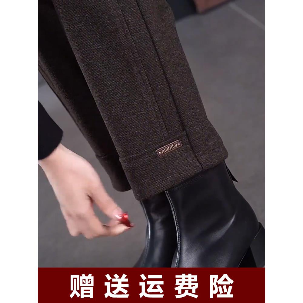 加绒裤子女2025新款冬天加厚小个子巨好看冬季松紧腰彷羊绒哈伦裤