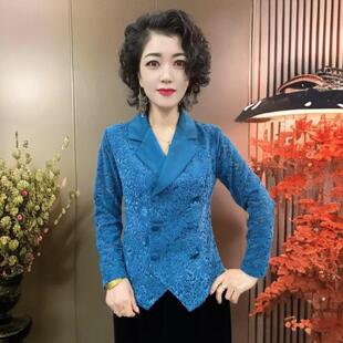 修身显瘦v领早春衬衫外套女款2026新款气质减龄蕾咝提花开衫上衣