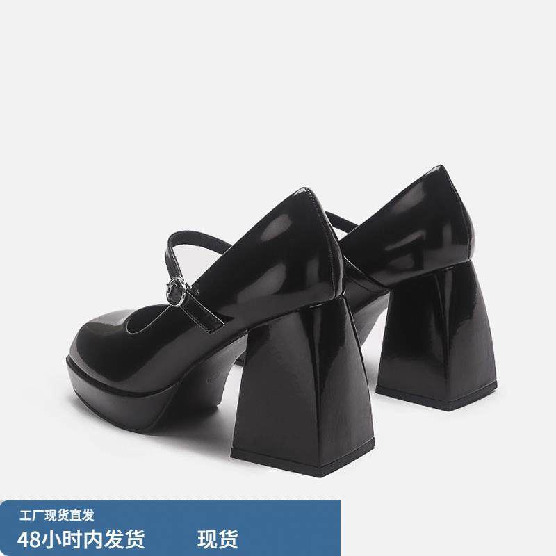 玛丽珍粗跟高跟鞋女2023新款仙女风防水台JK法式方头一字扣带单鞋