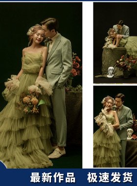 内景纯色婚纱照样片内景油画样片复古婚纱照客片h537