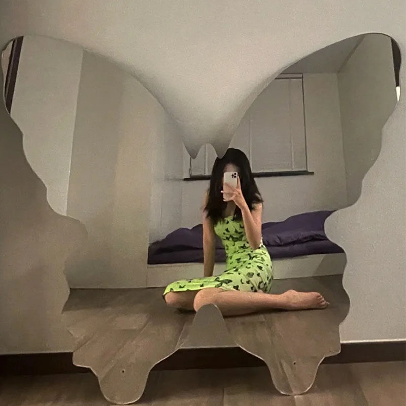 ins风亚克力摔不碎软镜子不规则镜片可diy无框唯美蝴蝶防爆款