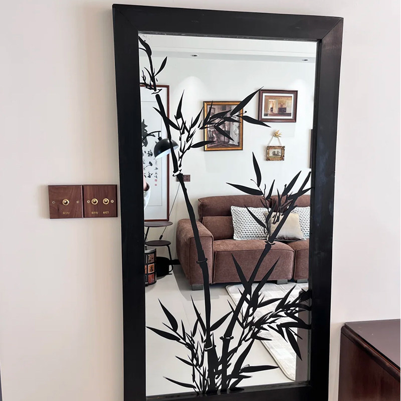 新中式竹镜ins风镜子贴纸装饰画卧室客厅背景墙贴画镜面贴纸装饰,家居饰品,其他贴饰,淘宝优惠券,粉丝福利购,淘宝优惠卷