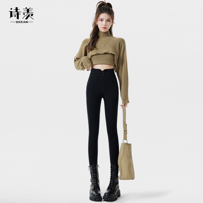 打底裤女外穿2025新款春秋黑色弹力紧身铅笔小脚魔术小黑