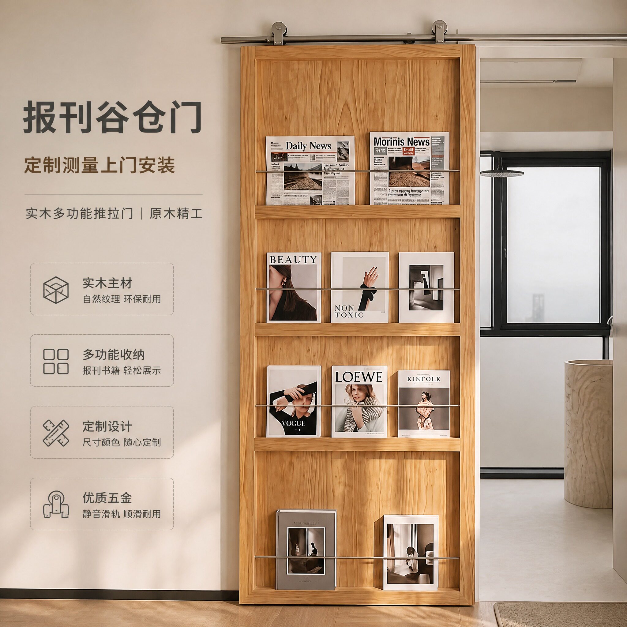 定制书架谷仓门全国上门安装图片