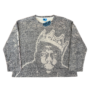 秋冬嘻哈宽版 RULEE黑怕 Biggie图派克2PAC马赛克画风喷印圆领长袖