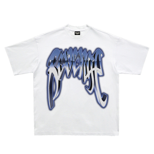 REVENGE风格Xxxtentacion嘻哈短袖Vintage印花T恤复古宽松小领口