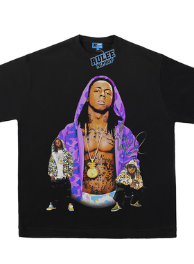 Lil Wayne 李尔 韦恩 嘻哈 vintage 人像饶舌T恤说唱tee复古短袖
