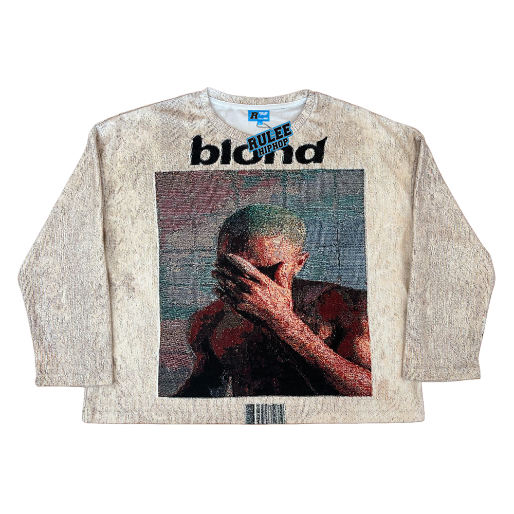 RULEE黑怕 Frank Ocean 复古像素风嘻哈长袖秋冬内搭宽版美式圆领