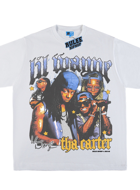 RULEE 李尔韦恩Lil Wayne嘻哈美式街头说唱饶舌短袖宽松T恤小领口
