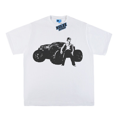 Travis Scott 说唱 vintage 人像 宽松 短袖 圆领T恤嘻哈饶舌直喷