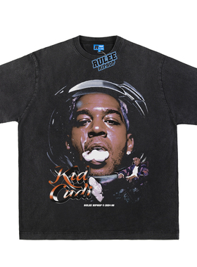 RULEE  Kid Cudi嘻哈T恤宽松水洗直喷透气短袖夏季饶舌印花男女
