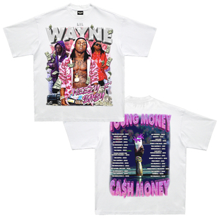 RULEE Lil Wayne Vintage 嘻哈复古人像短袖双面印花美式T恤宽松