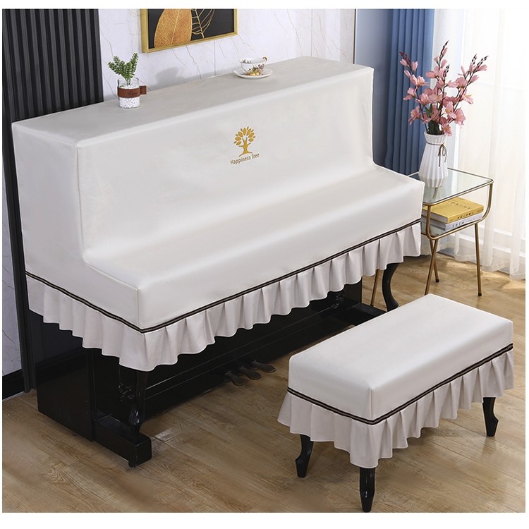 加大高档立式钢琴罩防水防猫抓简约现代防尘罩床包轻奢半罩凳罩