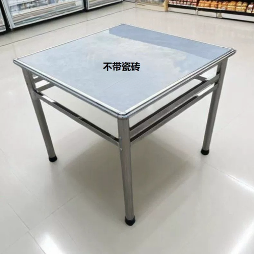 不锈钢加厚餐桌框架家用饭店出租房80*80简易户外可拆卸四角圆弧