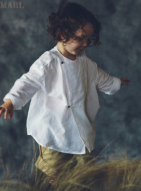 MARLMARL男童女宝春夏季长袖衬衫儿童衬衣休闲上衣shirts_C01