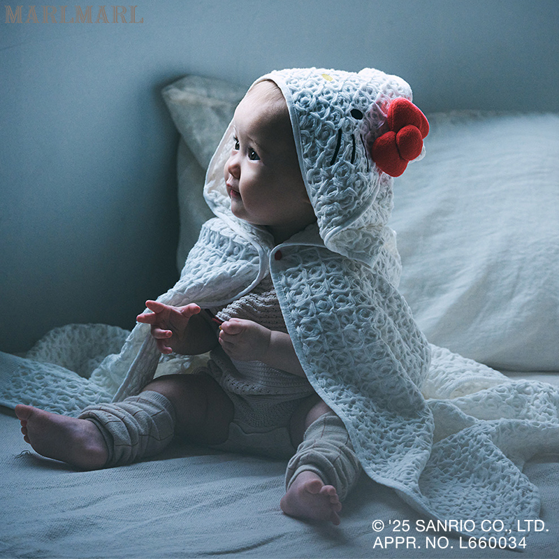 MARLMARL三丽鸥系列HELLOKITTY连帽浴巾婴儿包被毛毯周岁满月礼物