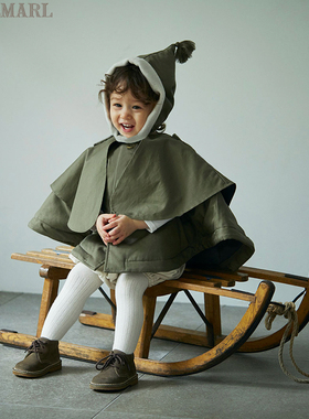 MARLMARL儿童宝宝军装风斗篷风衣外套秋冬带帽子外出披风sonnet02