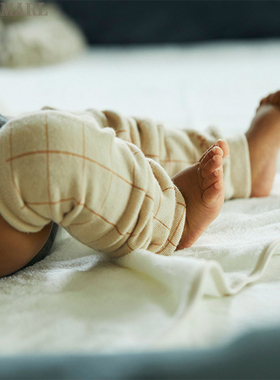 MARLMARL 男宝女宝新leg warmers秋冬保暖暖腿袜03格纹粉