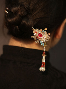 马面裙发簪结婚新中式国风簪子秋冬后压发钗步摇古风发梳红色头饰