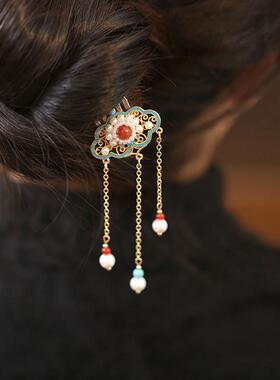 古风点缀头饰发簪日常通勤步摇发叉插梳汉服簪子女童配旗袍的发饰