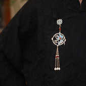 旗袍压襟挂饰新中式 胸针搭配裙子烧蓝兰花古风配饰旗袍挂坠马面裙