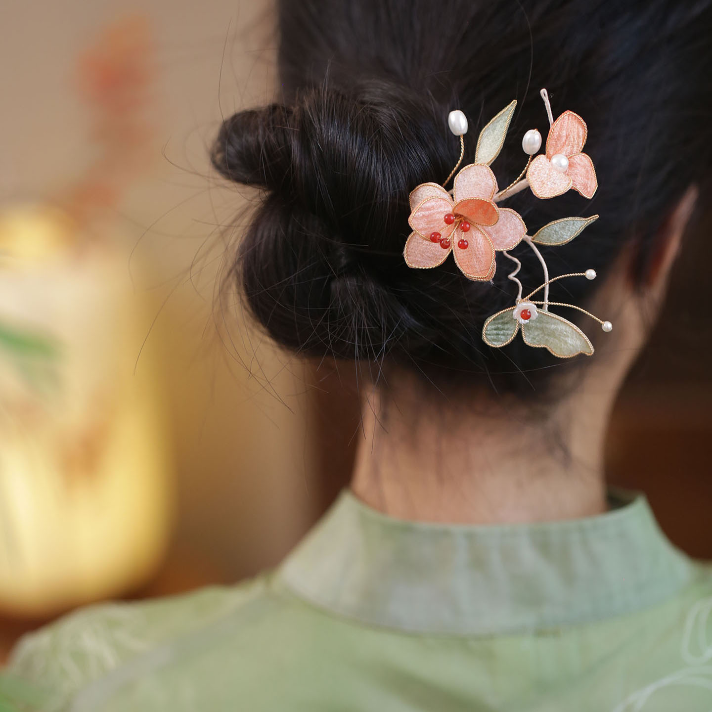 u型掐丝花朵古风发簪汉服发饰品