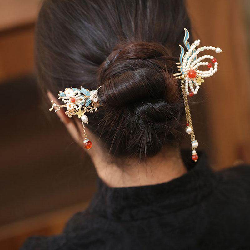 u型发簪古风女童盘头发簪子烧蓝中式蝴蝶插梳步摇发钗旗袍头饰品,饰品/流行首饰/时尚饰品新,发饰,淘宝优惠券,粉丝福利购,淘宝优惠卷