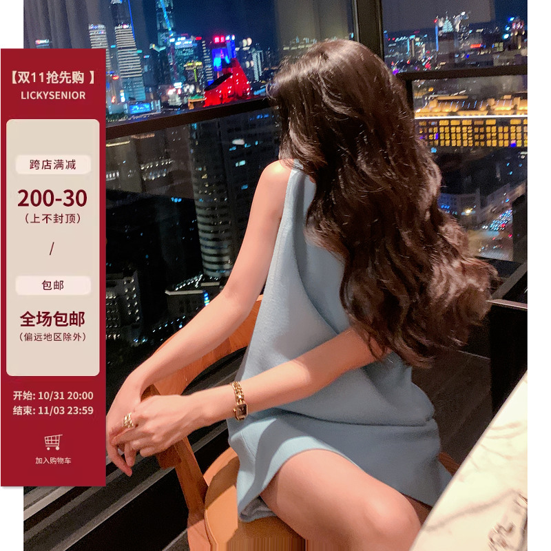 LICKYSENIOR推！tweed ops韩国定织 100羊毛粗花呢无袖背心连衣裙