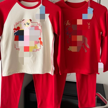 包邮本命年冬季男孩女宝儿童内衣弹力保暖秋衣秋裤2件套装新年红