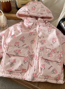 包邮两面穿女童装女宝宝120码～160码冬季厚棉服加绒连帽粉色小兔