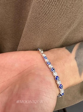 恶魔之眼手链欧美复古气质时尚轻奢百搭镶嵌情侣首饰小众设计配饰