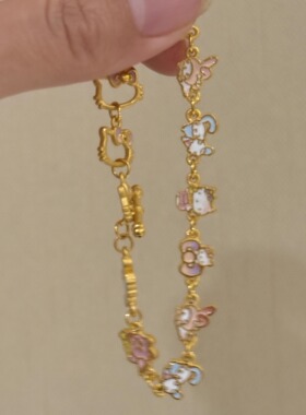 可爱卡通凯蒂猫手链久不掉色沙金甜美少女心小众设计独特手饰配饰