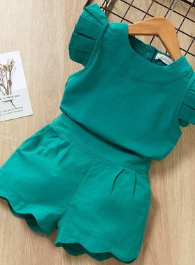 Kids Girl Clothes Set Summer Short Sleeve Shirts Tops shorts