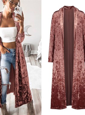 Kimono Velvet Cardigan2019 Women long Casual Outwear开衫外套
