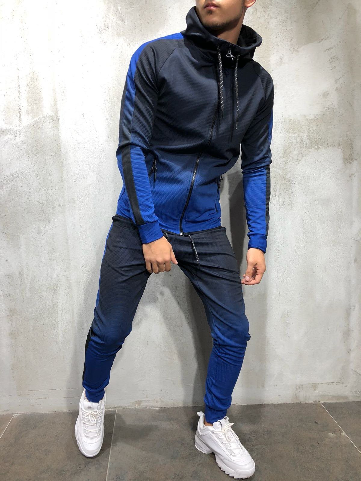 3D Gradient Print Hip Hop Sports Muscle Brothers Men's Set
