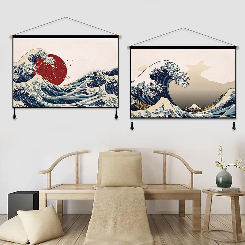 日式挂毯挂画布艺挂布壁画布画客厅墙面装饰画玄关走廊画支持定制图片