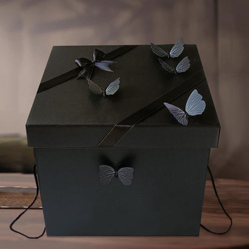 梦境蝴蝶黑色礼品盒超大号生日礼物盒创意男女朋友包装礼物盒空盒